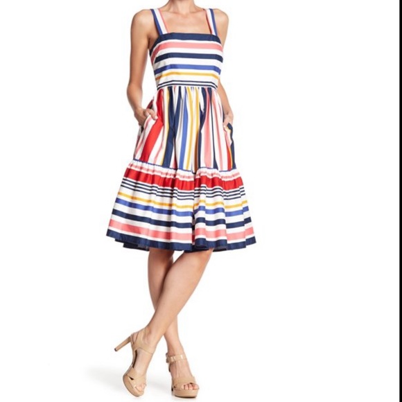 a line fit and flair cotton square neck dress VINCE CAMUTO - Picture 2 of 9